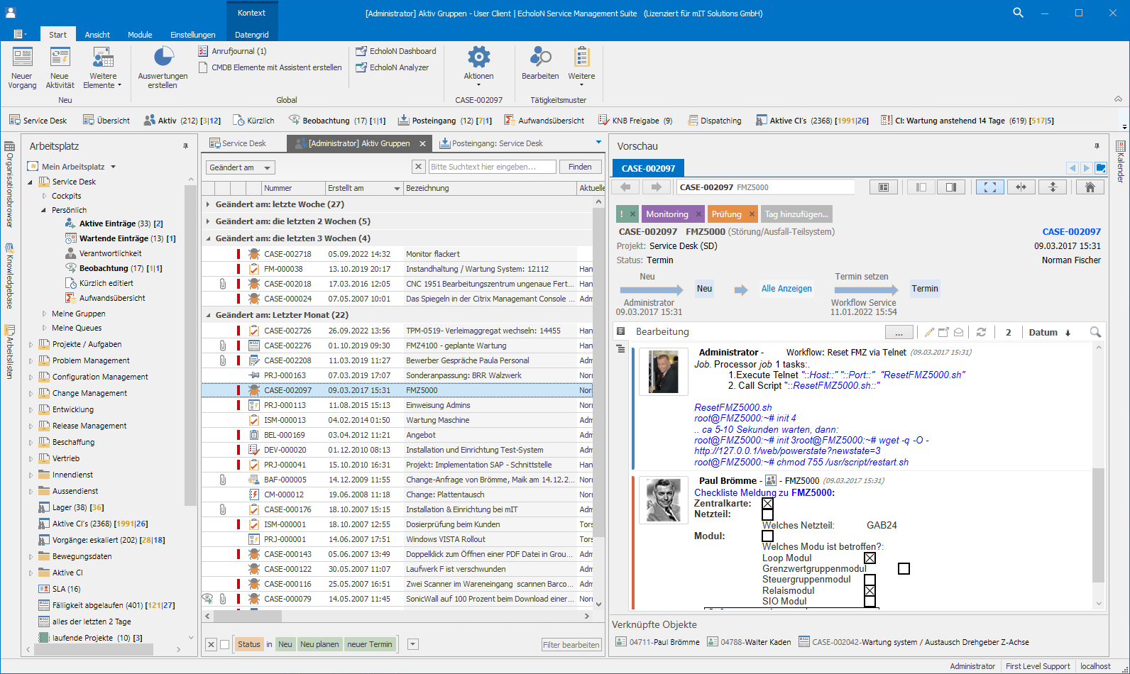 Screensho EcholoN Windows Client My Computer Explorer and Worklist Grid